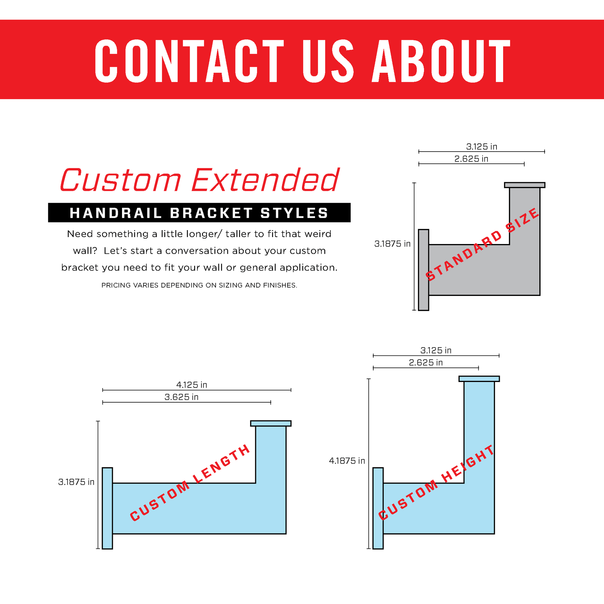 Bold MFG & Supply Handrail Bracket Matte Black Linear Handrail Bracket