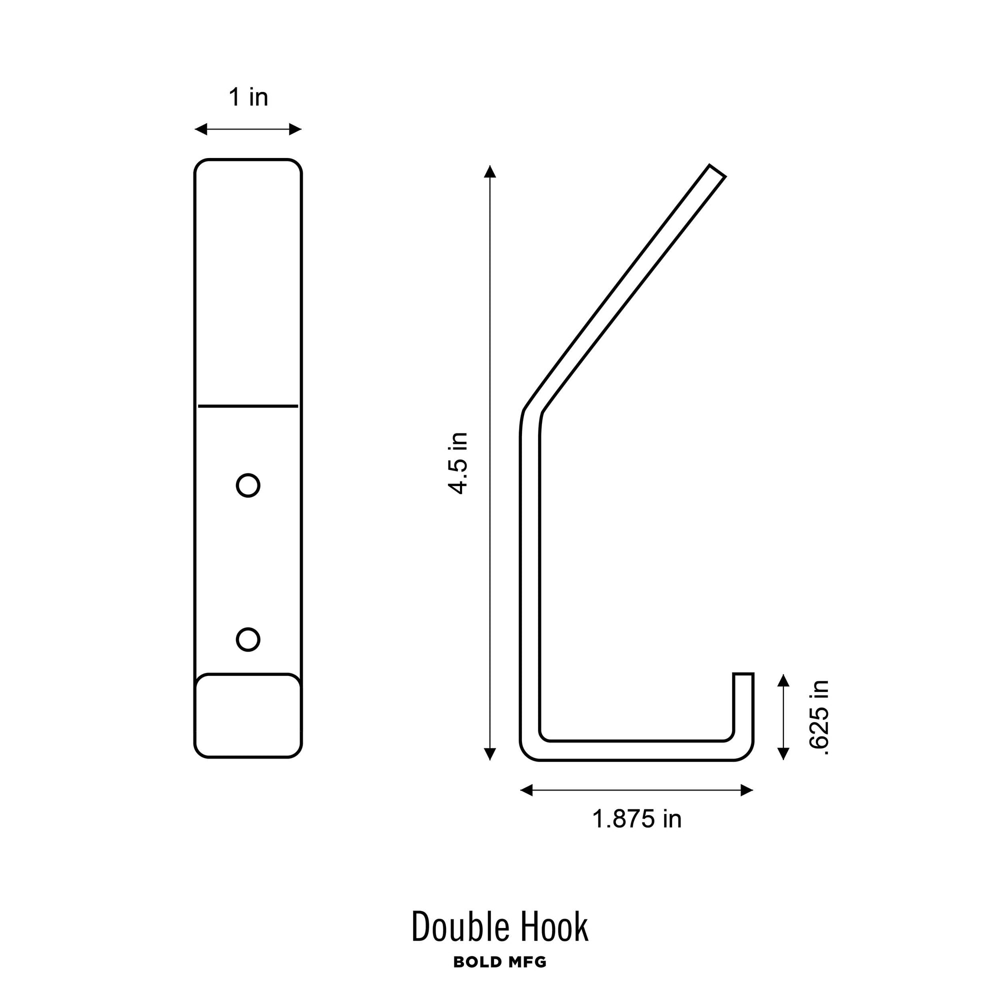 Bold MFG & Supply Hook Matte Black Double Hook - 3 Pack