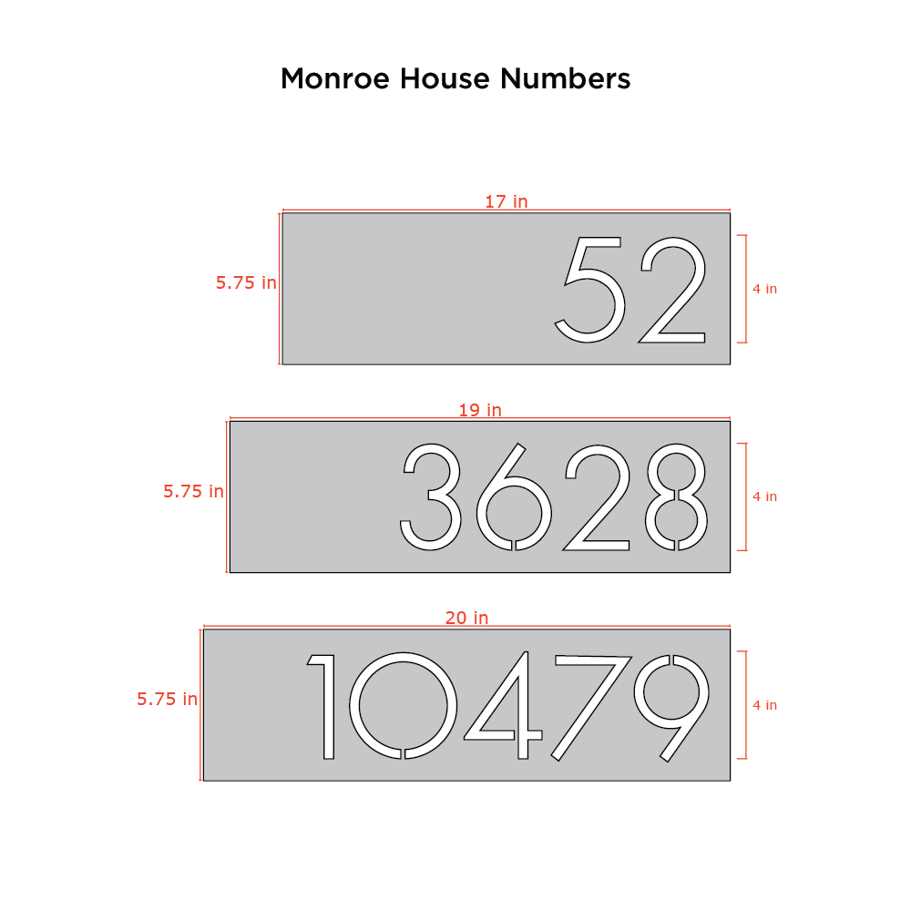 Bold MFG & Supply Address Numbers Painted Monroe House Numbers - Matte Black