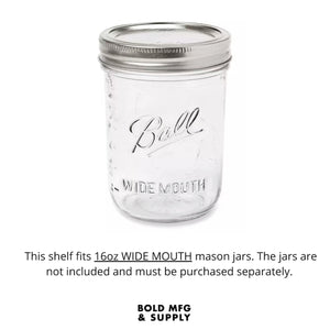 Bold MFG & Supply Shelves & Organization, Tool Organization Matte Black Mason Jar Shelf - 2 Pack