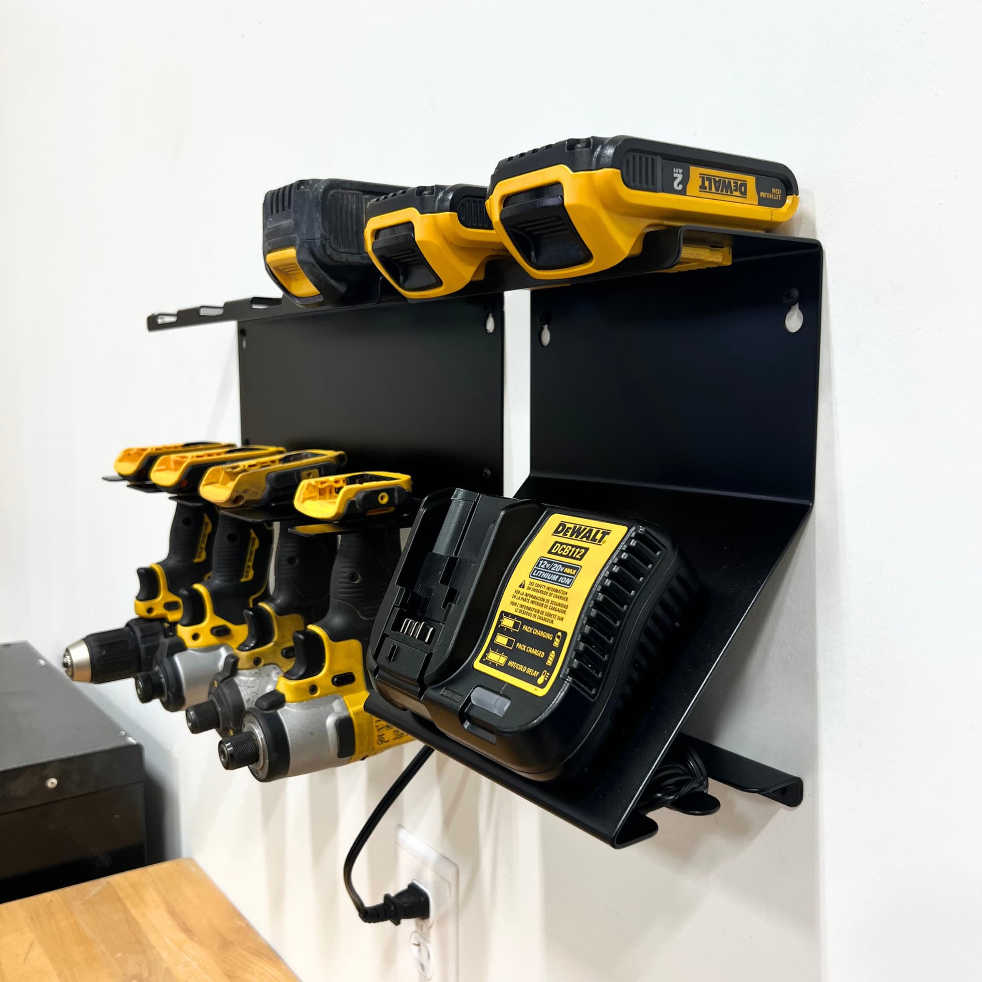 Wall Mount For DeWalt DCB112 Charger With Optional 20v Max Battery Mounts