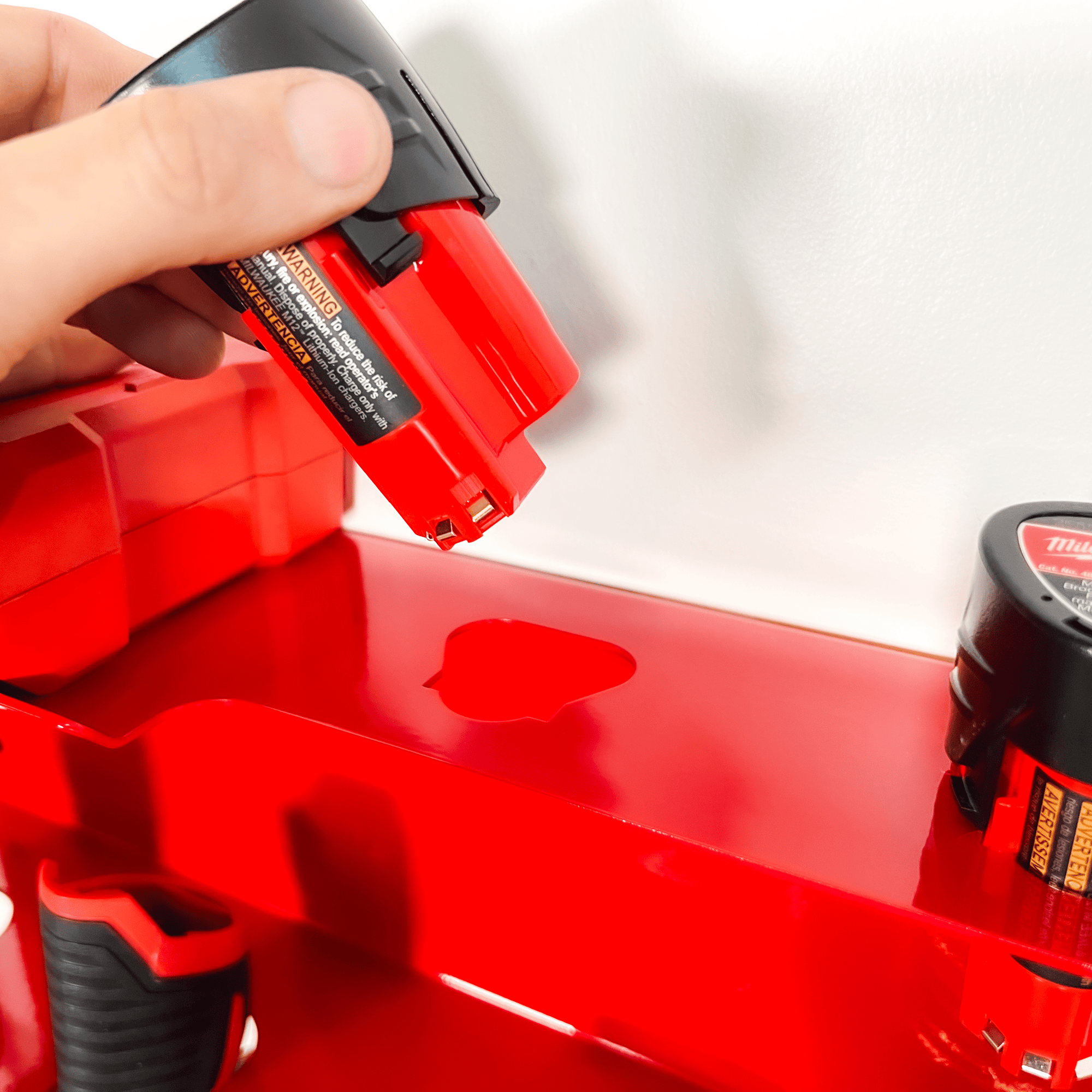 Milwaukee M12 Drill and Battery Shelf w Mason Jars - Bold MFG & Supply 