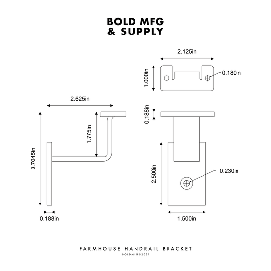 Bold MFG & Supply Handrail Bracket Matte Black Farmhouse Handrail Bracket
