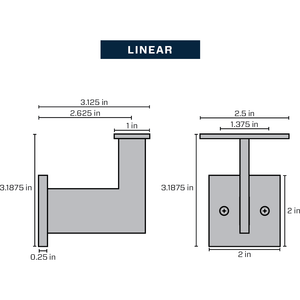 Bold MFG & Supply Handrail Bracket Matte Black Linear Handrail Bracket