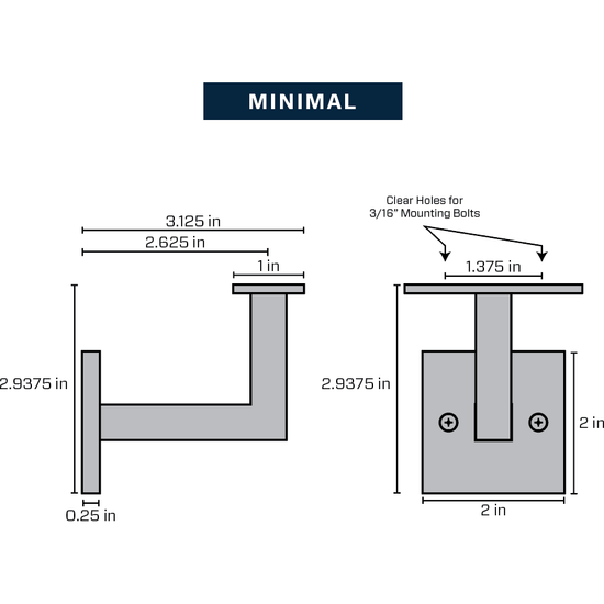 Bold MFG & Supply Handrail Bracket Matte Black Minimal Handrail Bracket