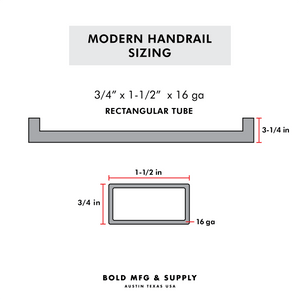 Bold MFG & Supply Handrail Modern Handrail 5’-7' foot (3 brackets)