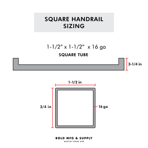 Bold MFG & Supply Handrail Square Handrail 9'-10' foot (4 brackets)