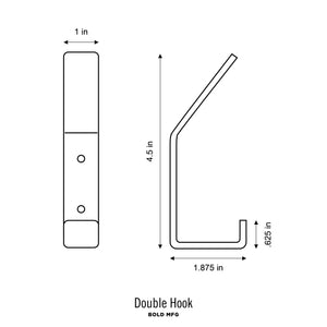 Bold MFG & Supply Hook Matte Black Double Hook - 3 Pack