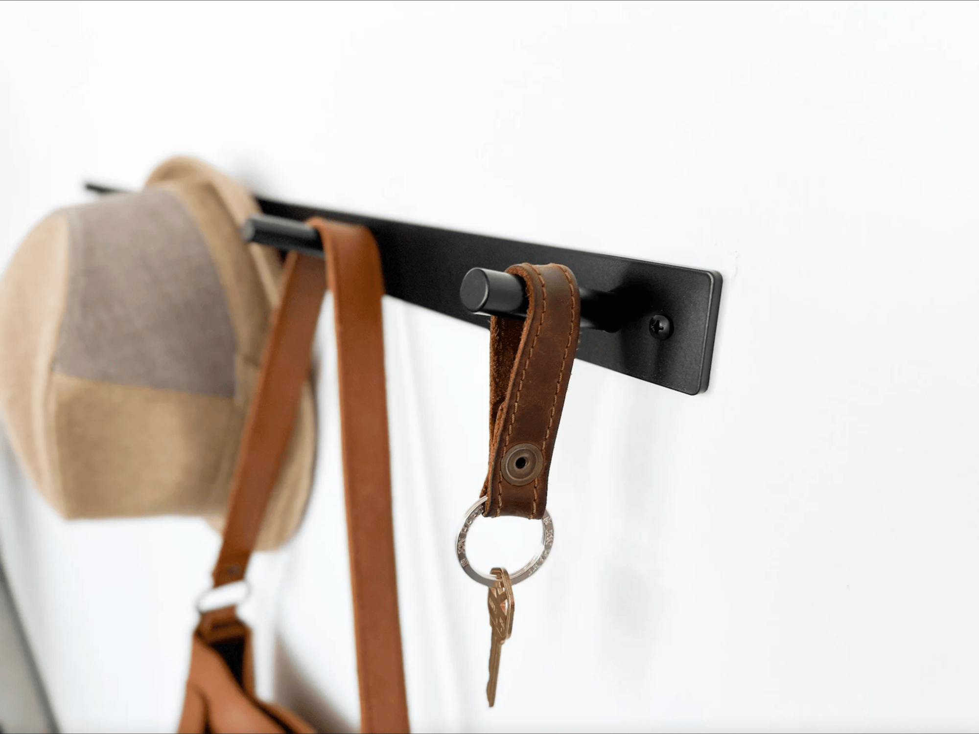 Bold MFG & Supply Hook Tilted Bar Hook Rail - Powder Coated Steel, Steel back bar with 1/2" Round Bar Pegs