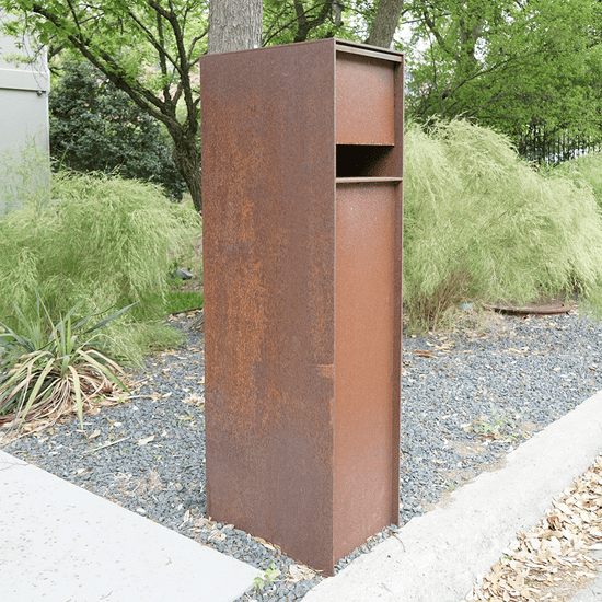 Bold MFG & Supply Mailbox 12in x 18in / Non-Locking / Raw Steel Flag Overland ALL Steel Mailbox