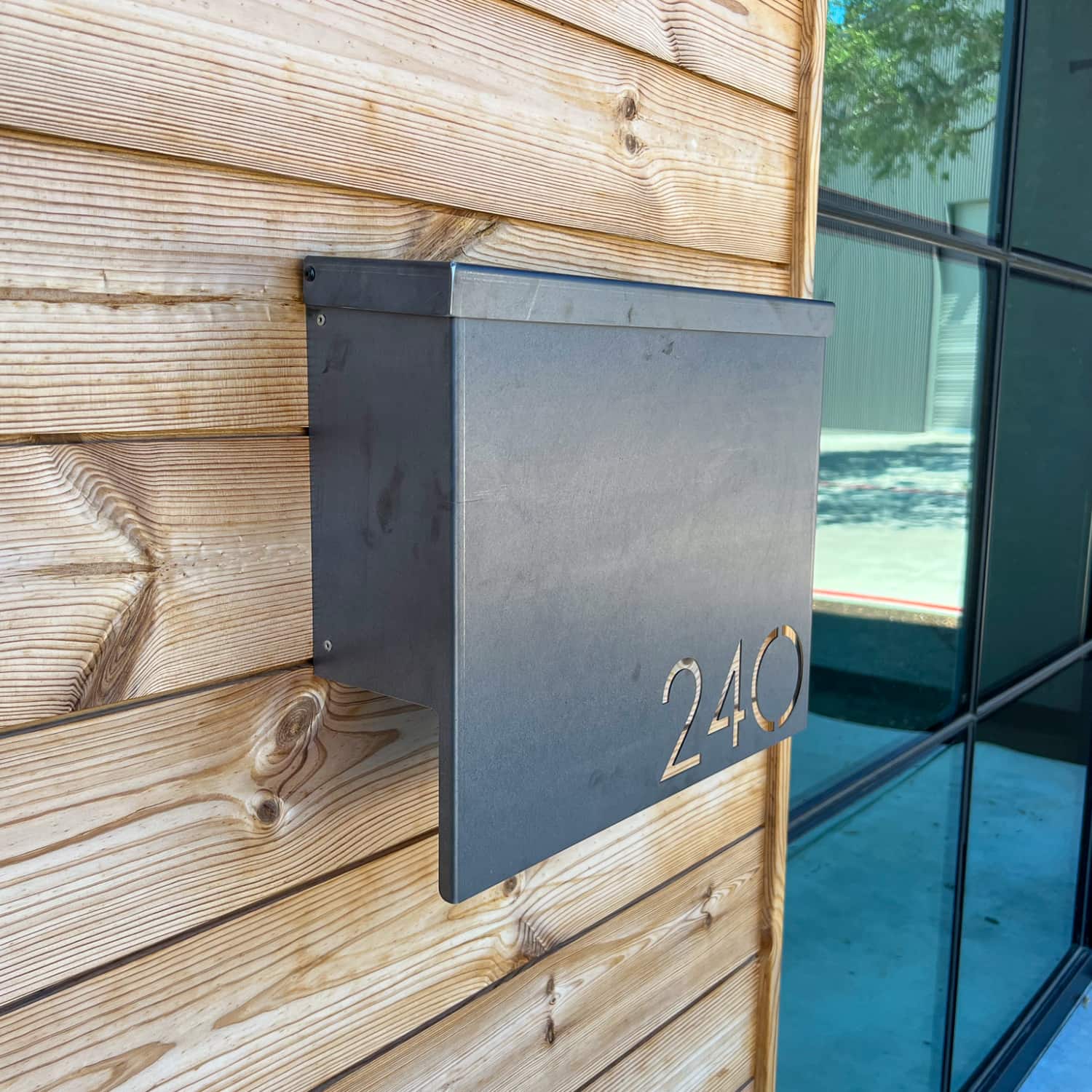Gibson Gray Large Raw Steel Wall Mount Mailbox | Modern w/Locking