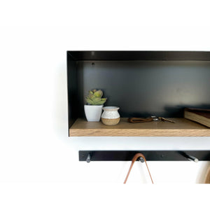 Bold MFG & Supply Storage & Organization Steel + Oak Modern Entry Shelf - Powder Coat Steel with Solid White Oak Ledge