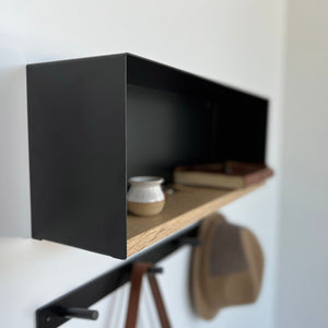 Bold MFG & Supply Storage & Organization Steel + Oak Modern Entry Shelf - Powder Coat Steel with Solid White Oak Ledge