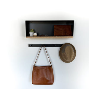 Bold MFG & Supply Storage & Organization Steel + Oak Modern Entry Shelf - Powder Coat Steel with Solid White Oak Ledge